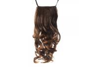 45cm BB Clip Tied Style Women Kanekalon Mid length Curly Ponytail Hair Extension Hair Wig Brown QR071