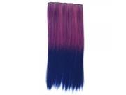 62cm Q12 New Women High Temperature Silk Dual color Gradient Clip on Long Straight Hair Extension Rose Red Dark Blue