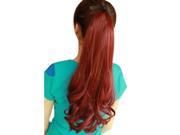55cm Tied Type Women Chemical Fiber Long Curly Ponytail Hair Wig Wine Red pt055 118