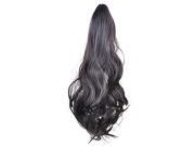 55cm Claw Clip Type Women High Temperature Resistant Fiber Long Curly Ponytail Hair Wig Black Brown pt045 4