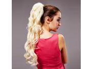 58cm Clip on Magic Tape Type Women Synthetic Resistant Fiber Long Curly Ponytail Hair Extension Golden