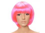 Fashionable Cosplay Colorful BOBO Style Straight Party Hair Wig Peach Red
