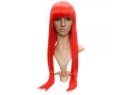 Graceful Straight Hair Wig with Round Cap and Neat Bangs Red
