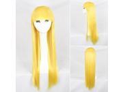 Graceful Straight Hair Wig with Round Cap and Neat Bangs Deep Flaxen