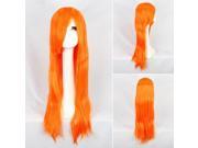 Graceful Straight Hair Wig with Round Cap and Long Bangs Orange Red