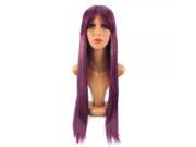 70cm Women Kanekalon Side Bangs Long Straight Hair Wig Grayish Purple QR116LSA T1716
