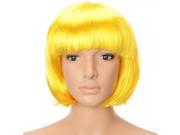 Fashionable Cosplay Colorful BOBO Style Straight Party Hair Wig Yellow