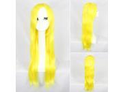 Graceful Straight Hair Wig with Round Cap and Long Bangs Lemon Yellow