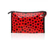 Newest Fashion Patent Leather Cosmetic Bag with Black Dots Red