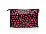 Newest Fashion Patent Leather Cosmetic Bag with Rose Dots Black