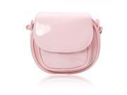 Bodan Candy Color Round Cute Patent Leather Diagonal Women Cosmetic Bag Pink