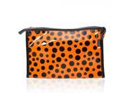 Newest Fashion Patent Leather Cosmetic Bag with Black Dots Orange
