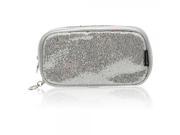Newest Fashion Double deck Shining Cosmetic Bag Handbag Silver