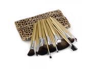 24pcs Professional Cosmetic Brushes Set with Leopard Pattern Bag