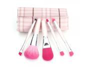 5pcs High Quality Professional Cosmetic Makeup Brush Plaid Pattern Cosmetic Bag Set Pink Black