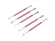 5pcs Double end Lip and Angled Eyebrow Eye Shadow Brushes Rose Red
