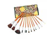12pcs Exquisite Makeup Brushes Cosmetic Bag Yellow Rose