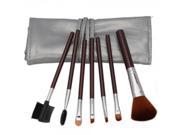 7pcs Professional Cosmetic Makeup Brush Set with Silver Bag Brown