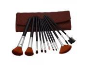 12pcs Professional Cosmetic Makeup Brush Set with Wallet style Bag
