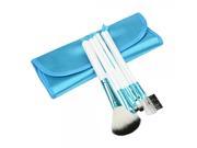 7pcs Professional Cosmetic Brushes Set with Silk ribbon Cosmetic Bag Blue