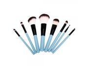 8pcs Round Professional Blue Handle Cosmetic Makeup Brush Set Black White Brush