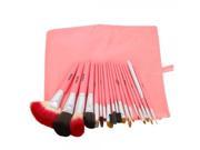 18pcs Professional Cosmetic Makeup Brush Set with Bag Pink