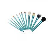 12pcs Wooden Handle Professional Cosmetic Makeup Brush Set Blue