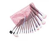 15pcs Exquisite Makeup Brushes Cosmetic Bag Set Pink