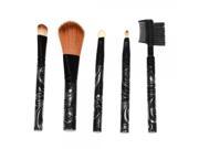 5pcs Stylish Floral Pattern Handle Cosmetic Brushes Kit Black