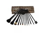 12pcs Cosmetic Makeup Brush Set with Leopard Bag