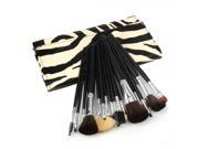 18pcs Double knot Zebra Stripe Nylon Cosmetic Brushes Kit