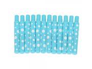 12pcs Plastic Outer Tube Little Dots Lip Brushes Blue