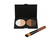 4 Colors 2pcs Top grade and Portable Face Makeup Cosmetic Powder Palette Blusher Brush Set