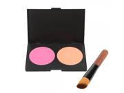 2 Colors Makeup Cosmetic Blusher Powder Palette Blusher Brush Kit