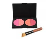 4 Colors 2pcs Face Makeup Cosmetic Blusher Powder Palette Blusher Brush Kit