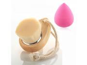 Water Drop Shaped Cosmetic Powder Puff with Facial Brush Pink White ZH203