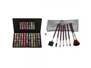 88 Color Matte Pearlescent Eyeshadow Palette 7pcs Makeup Brush Set with Silver Bag Brown
