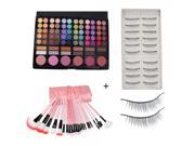 78 Color Eyeshadow Palette 22PCS Cosmetic Makeup Brush Set Pink 10 Pairs Thick Long False Eyelashe