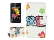 Two Owls Pattern Flip Leather Case with Holder Card Slots Wallet for Wiko Goa