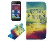 HERE COMES THE SUN Pattern Horizontal Flip Magnetic Buckle Leather Case with Card Slots Wallet Holder for Wiko highway