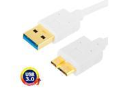 Head Gold Plated Micro USB 3.0 to USB 3.0 Copper Material Data Cable for Samsung Galaxy Note III N9000 Galaxy S6 S5 G900 Length 30cm White