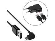 Elbow Micro USB to Double Sided USB Port Sync Data Charging Cable for Samsung HTC and Other Mobile Phone Length 1m Black
