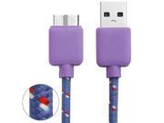Nylon Braided Micro USB 3.0 Data Transfer Charge Sync Cable for Samsung Galaxy Note III N9000 Galaxy S5 G900 Length 3m Purple