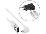Elbow Micro USB to Double Sided USB Port Sync Data Charging Cable for Samsung HTC and Other Mobile Phone Length 5m White