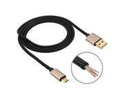 Woven Style High Quality Metal Head 139 Copper Wires Micro USB to USB Data Charging Cable for Samsung Galaxy S6 S5 S IV LG HTC Length 1m Black