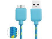 Nylon Style Micro USB 3.0 Data Transfer Charge Sync Cable for Samsung Galaxy Note III N9000 Galaxy S5 G900 Length 2m Blue