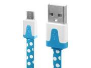 Dot Pattern Noodle Style Micro USB Data Sync Charger Cable for Samsung HTC LG Sony Nokia Length 1m Blue