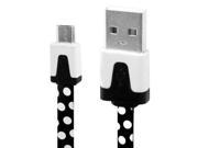 Dot Pattern Noodle Style Micro USB Data Sync Charger Cable for Samsung HTC LG Sony Nokia Length 1m Black