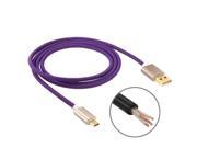 Woven Style High Quality Metal Head 139 Copper Wires Micro USB to USB Data Charging Cable for Samsung Galaxy S6 S5 S IV LG HTC Length 1m Purple