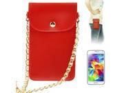 Litchi Texture 2 layer Leather Case Pocket Sleeve Bag with Pearl Chain for Samsung S5 G900 i9500 i9300 i9250 i8750 iPhone 5 HTC One Red